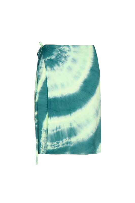 Wrap skirt tie dye short - neon green mix