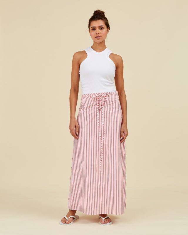 Beatrice Skirt Poplin Stripes - strawberry, size 1