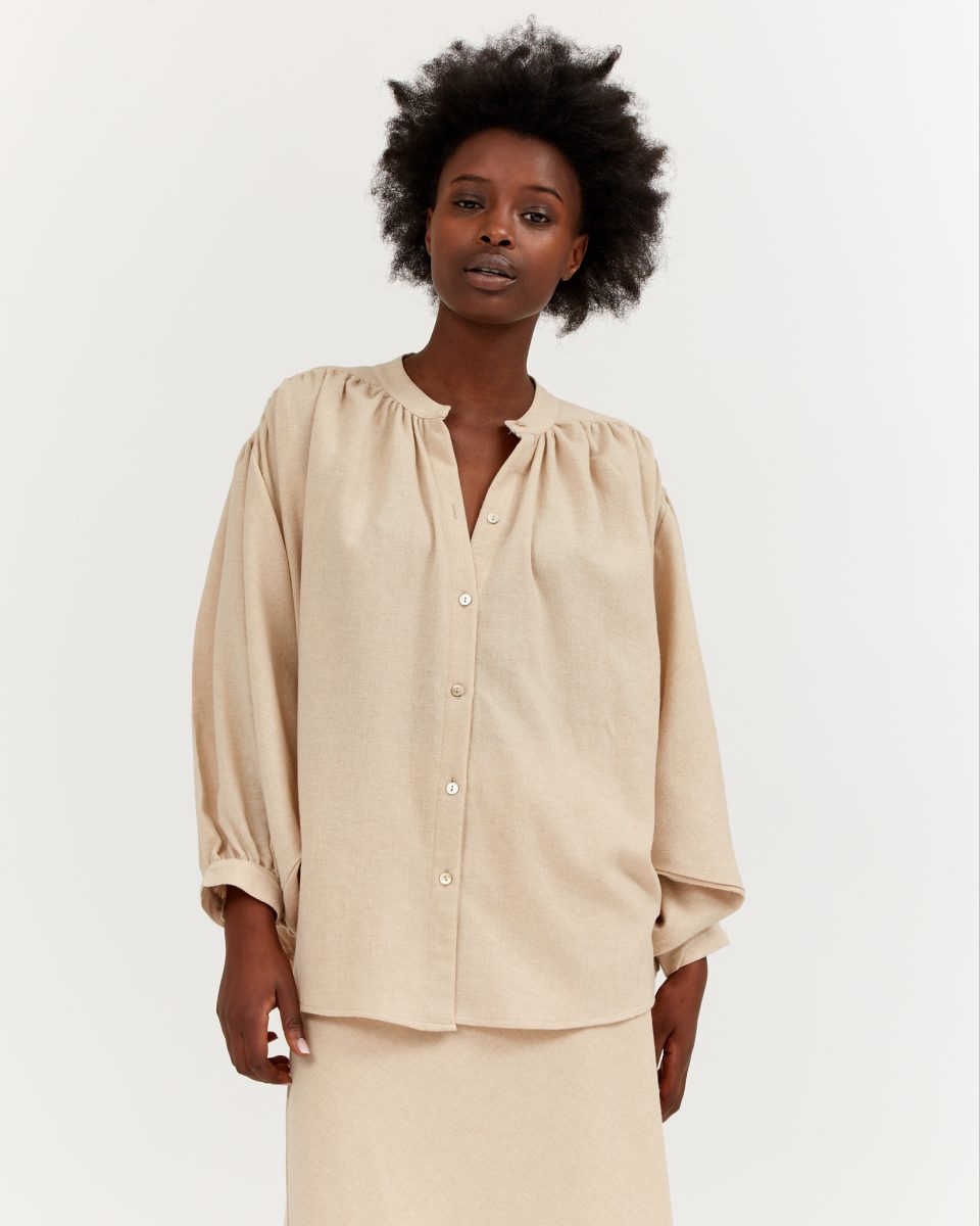 Balloon Blouse Soft Wool Uni
