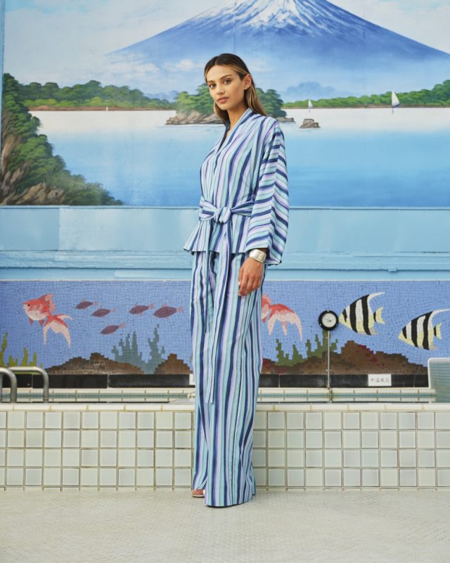 Alaya Top Striped - pacific blue, one size
